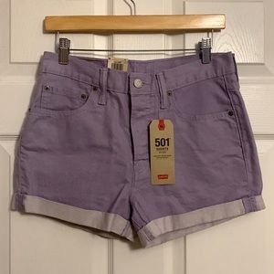 NWT Levi’s 501 purple mid rise shorts, sz28